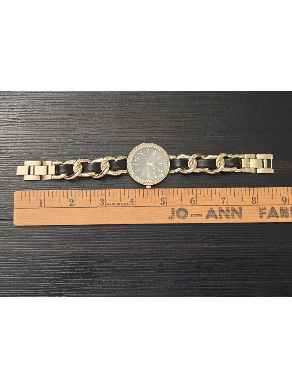 Kendall Kylie Black Gold Tone Rhinestone Watch Womens Chain Band New In Box